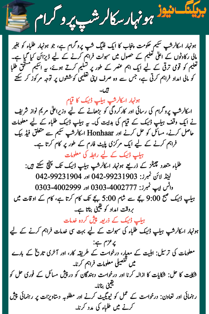 Honhaar Scholarship Scheme WhatsApp