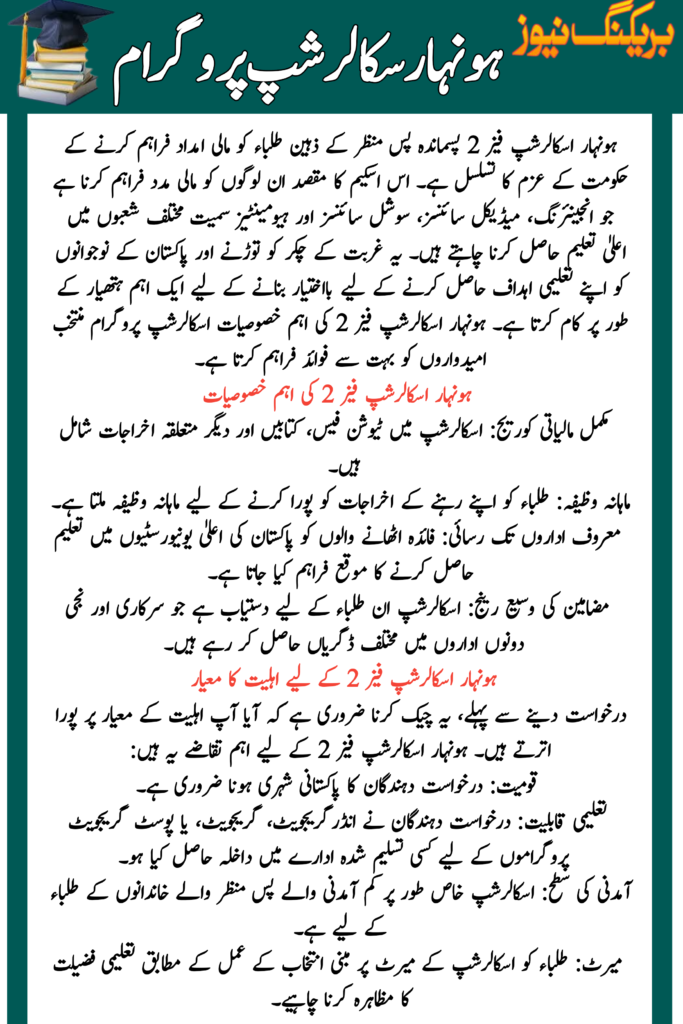 Honhaar Scholarship Phase 2 Last Date